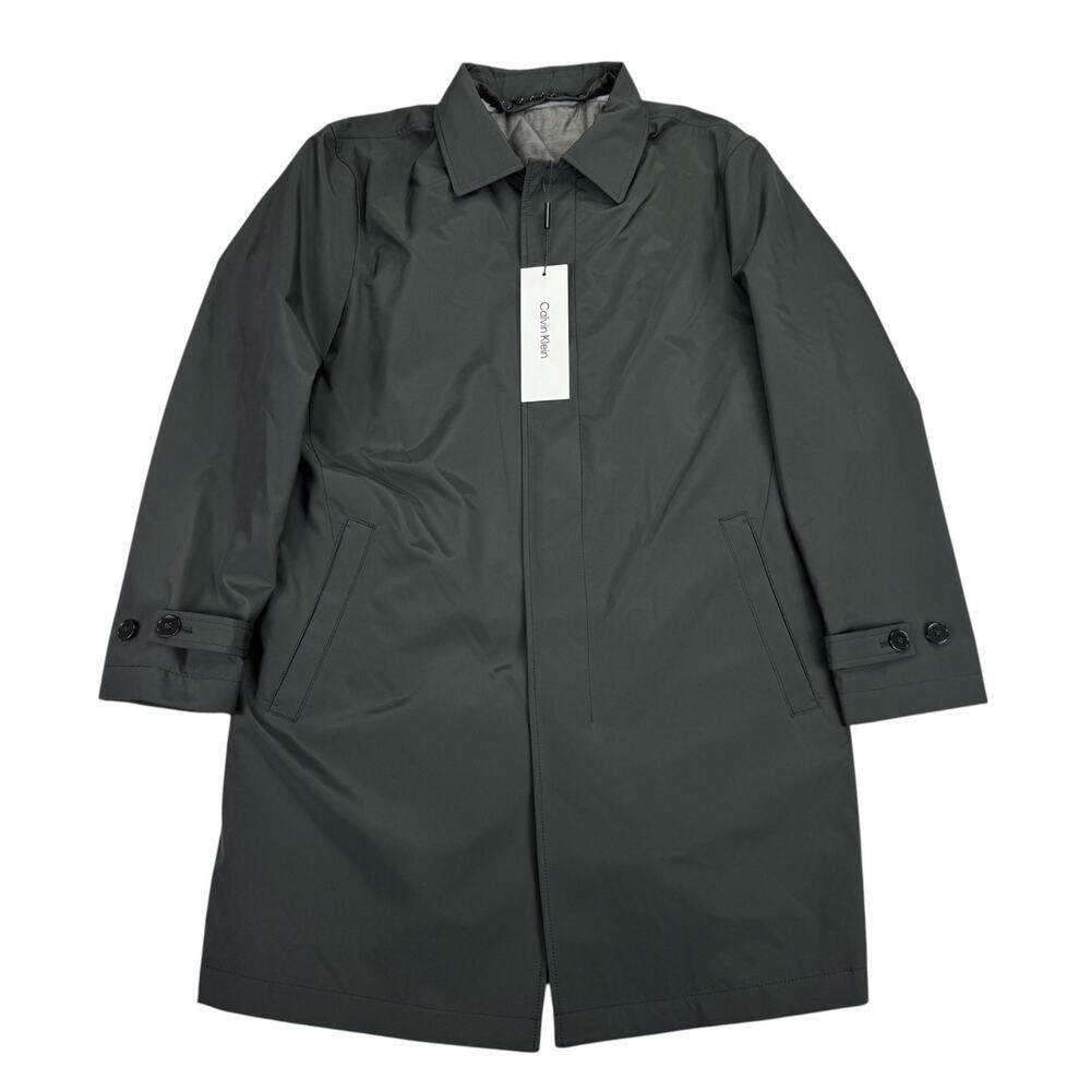 Calvin Klein Mens Solid Regular Fit Lined Overcoat Black 40S